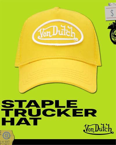 Von Dutch Unisex Trucker Hat - Retro Classic Solid Color Mesh Back Snapback Baseball Cap for Men & Women. - color: Lemon Yellow