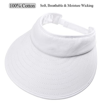 Sun Visor Hats Women Large Brim Summer UV Protection Beach Cap - color: White