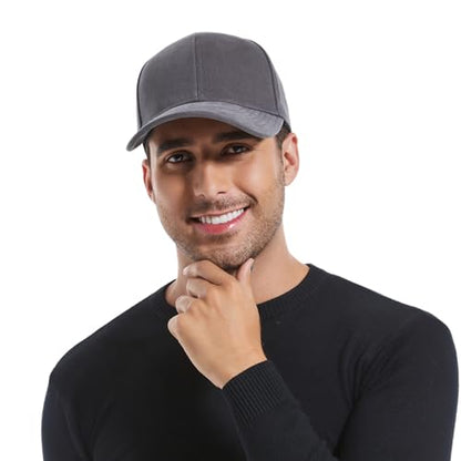 Men's Fitted Cap Winter Fleece Warm Full Closed Baseball Caps Curved Brim Blank Elastic Closed Back Hat K277N - color: Khaki, size: 7-7 1/4