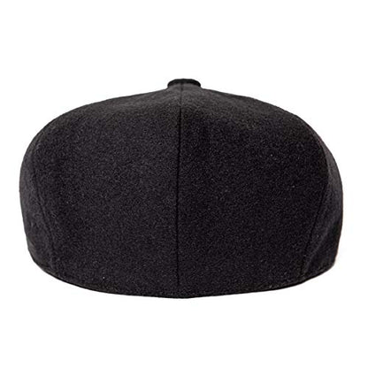 Men Wool Blend 8 Panel Newsboy Cap - color: Black, size: 7 5/8