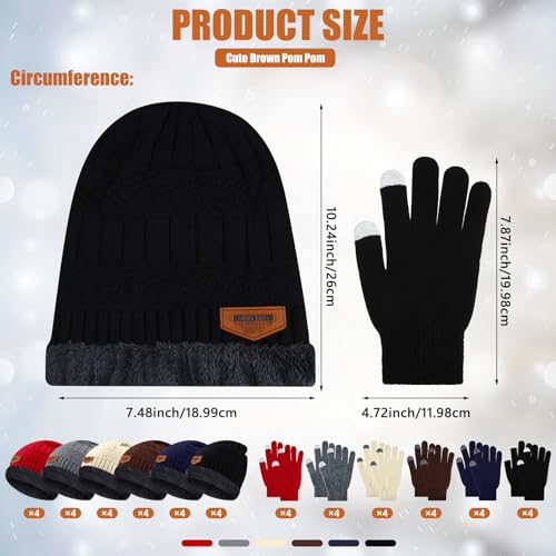 Vabean 48 Set Winter Beanie Touchscreen Gloves Knit Hat Set,Colorful