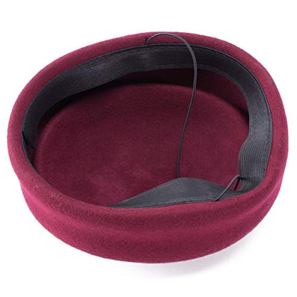 Lawliet Womens 100% Wool Felt Fascinator Hostess Pillbox Millinery Hat Base B028 - color: Wine