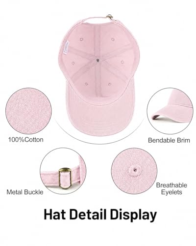Zylioo XXL Baseball Cap for Big Heads Men Women, Washed Denim Dad Hat - color: Light Pink, size: X-Large-XX-Large