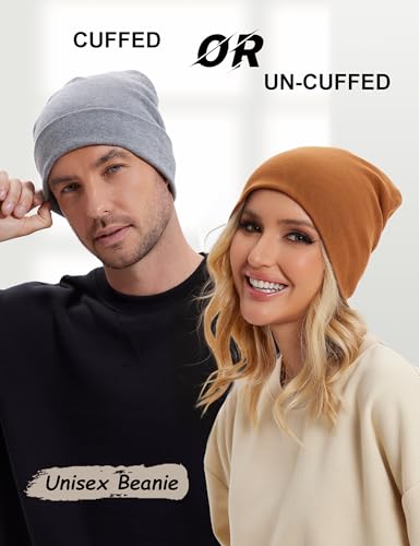 100% Cotton Thin Beanie Hat Women Men Soft Slouchy Chemo Skull Cap - color: 2pcs Dark Gray+light Gray