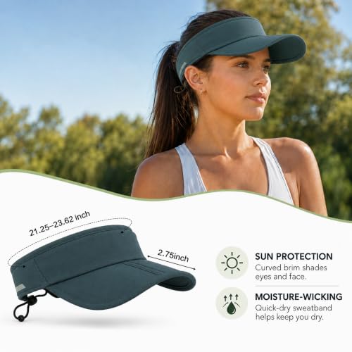 Sun Visor Caps Foldable Brim Adjustable Visor Hats for Women Men - color: 2# Teal