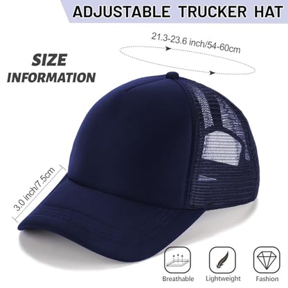 Ultrafun 10 Pack Trucker Hat Mesh Sublimation Blank Hats Adjustable Baseball Caps Hats for Men Women - color: Navy