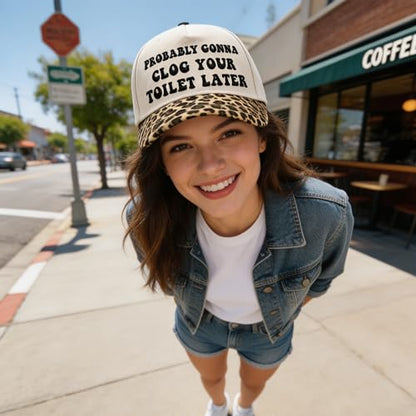 Embroidered Trucker hat for Women Men Baseball Hat Adjustable Unisex Cotton for Soccer Supporters - color: D-leopard Print