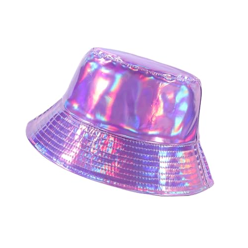Rave Bucket Hat for Men Women Waterproof Rain Hat Wide Brim Bucket Hat Metallic Party Hats - color: A5: Purple