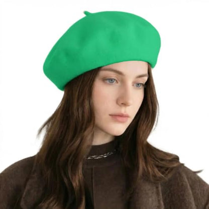French Wool Beret Hats for Women Man - color: L-green