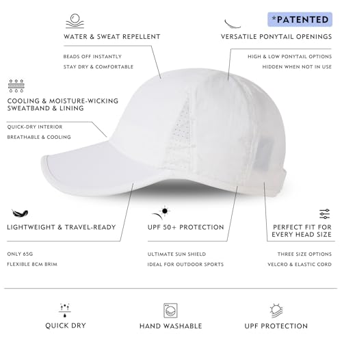 TOP-EX UPF 50+ Cooling Ponytail Baseball Cap for Women, Water-Resistant - color: White/3.0, size: X-Small