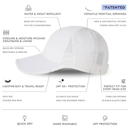 TOP-EX UPF 50+ Cooling Ponytail Baseball Cap for Women, Water-Resistant - color: White/3.0, size: X-Small
