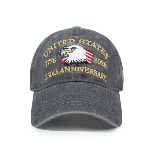 USA 250th Anniversary Baseball Cap Patriotic Embroidered American Hat - color: 1-gray