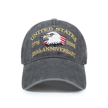 USA 250th Anniversary Baseball Cap Patriotic Embroidered American Hat - color: 1-gray
