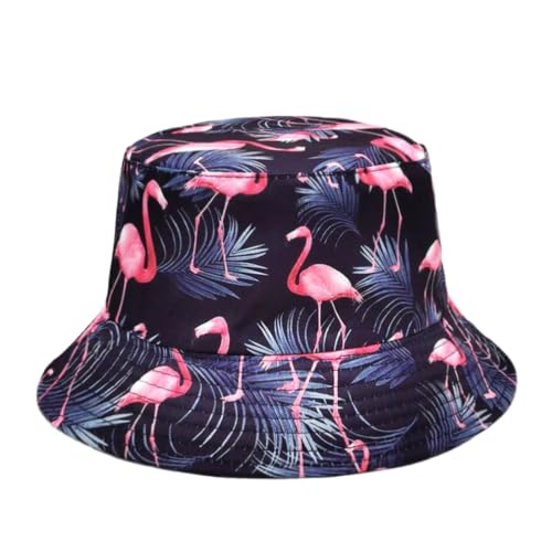 Quanhaigou Bucket Hats Unisex Summer Travel Beach Fisherman Cap for Men Women Teens - color: Flamingo Leaf