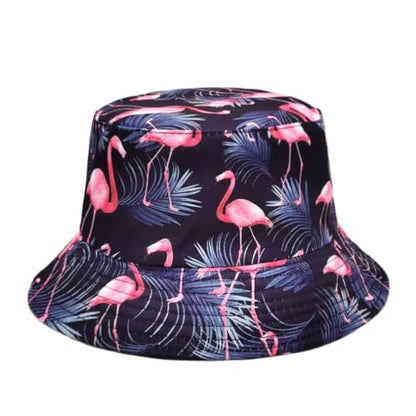 Quanhaigou Bucket Hats Unisex Summer Travel Beach Fisherman Cap for Men Women Teens - color: Flamingo Leaf