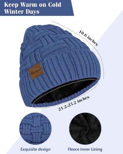 Loritta 3-Pieces Winter Hats for Women Warm Scarf Touchscreen Gloves - color: Blue