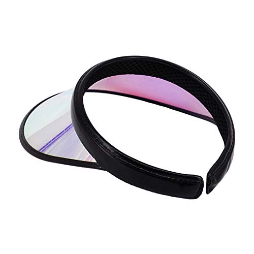 Surkat Women Sun Visors Hologram Wide Brim Thicker Sweatband UV Protective Sportswear Visors Sunhat - color: Black Iridescence