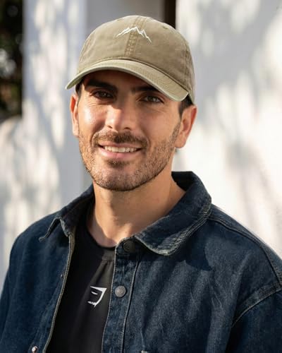 FURTALK Mountain Embroidery Baseball Cap Washed Denim-Style Dad Hat Distressed Unisex Golf Hat - color: Khaki