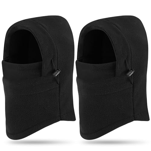 Frienda 2 Pcs Balaclava Ski Mask Windproof Warmer Fleece Adjustable Winter Mask Face Cover for Men Women - color: Black