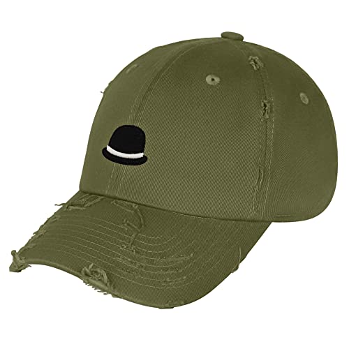 JPAK Bowler Hat Vintage Dad Hat Frayed Embroidered Cap Funny - color: Olive Green
