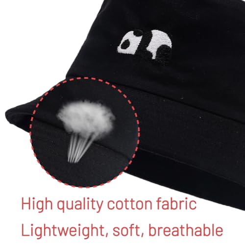 Cotton Bucket Hat for Women Men Summer Travel Sun Beach Bucket Cap, Unisex Outdoor Fisherman Hat - color: Panda 2