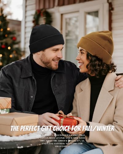 100% Cotton Beanie for Women Men Soft Knit Beanies Warm Winter Hat - color: Coffee