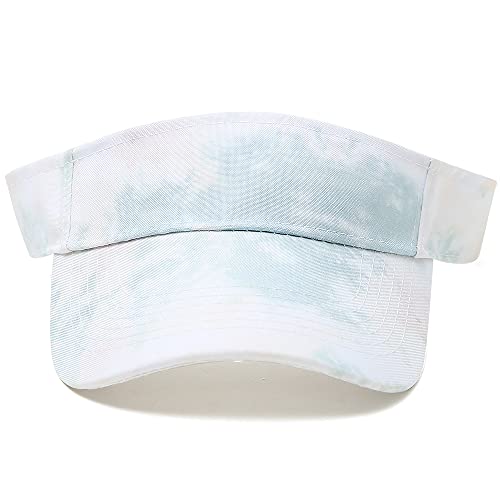 Sport Sun Visor Hats Cotton Ball Caps Empty Top Baseball Sun Cap for Men Women - color: Tie-dye White