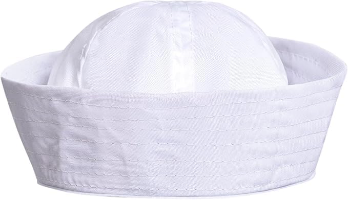 ALVOGIMOR Yacht Captain Hat,White Sailor Cap, Skipper Hat, Navy Marine Sail Hats for Dressing Up Party Costume Accessories