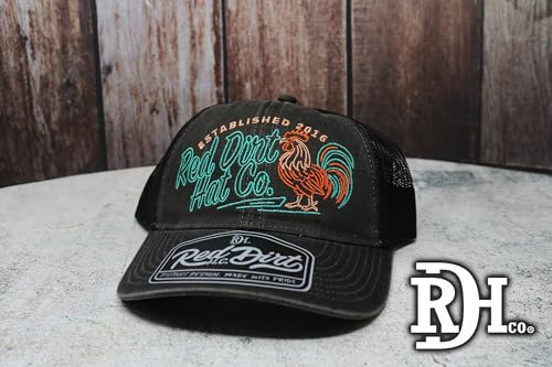 Red Dirt Hat Company Wildlife Hat | 5-Panel Western Adjustable Snapback Cap - color: Chicken Scratch - Black