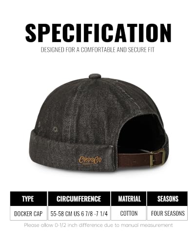 Clakllie Cotton Docker Hat Brimless Hats for Men Retro Sailor Skullcap - color: Fma2503-taupe