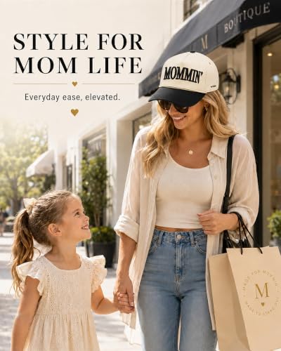 Mommin Trucker Hat for Women, Two Tone Baseball Cap for Mom Black