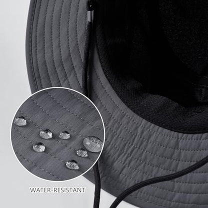 BASSDASH UPF 50+ Water-Resistant Fishing Bucket Hat with Laser Perforated Mesh Adjustable for Men Women Outdoor Hiking - color: Dark Grey