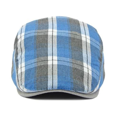 Mens Plaid Newsboy Flat Cap Ivy Gatsby Driving Hunting Cabbie Hat - color: Blue-plaid a