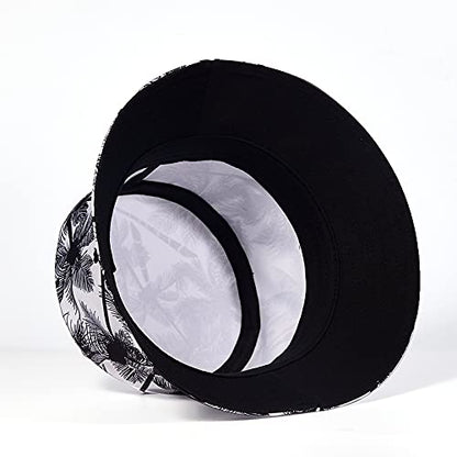 Quanhaigou Unisex Sun Hats, Fashion Beach Bucket Hat for Men Women,Summer Outdoor Boonie Cap Breathable Packable - color: Coco Black White