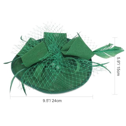 AQOKKA Women Fascinators Hats Flower Mesh Feathers Headband Clip - color: 1 Pc Feather Fascinators : Green