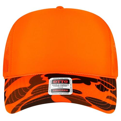 OTTO Cap 5 Panel High Crown Foam Front Mesh Back Trucker Hat, One Size - color: 0909cpa - N.org/Camo