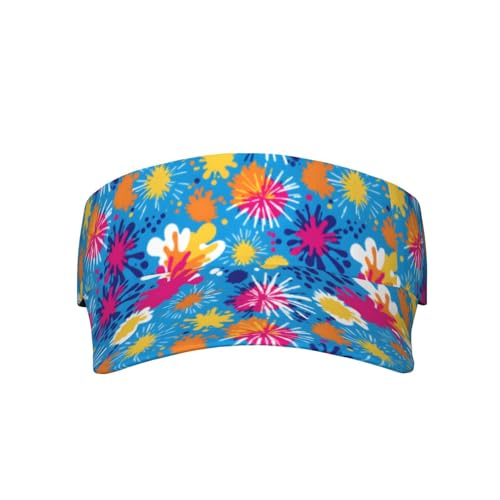 Adjustable Lightweight Open Top Sports Sun Visor Hat Cap for Golf Tennis - color: Watercolor Splash
