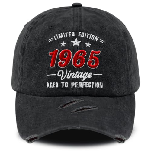 3D Embroidered Birthday Vintage Baseball Cap for Men Women, Washed Distressed Classic Cotton Adjustable Ideal Hat - color: 1965 Year
