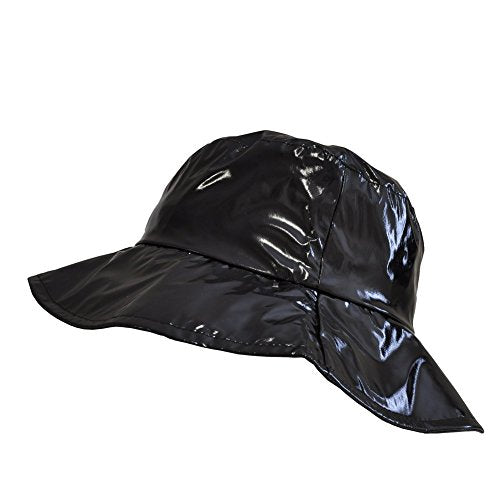 Toutacoo, Wide-Brimmed Vinyl Rain Hat - color: 01-black, size: Large
