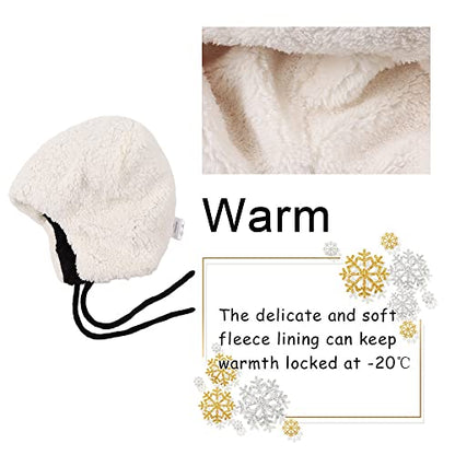 Peecabe Winter Kids Beanie Hat Baby Knitted Hats Fleece Earflap Toddler Cap - color: Black, size: 0-6 Months