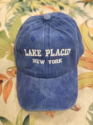 Lake Placid New York Embroidered Cotton Baseball Cap hat - color: Blue