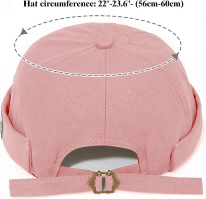 Glamorstar Dome Brimless Hats for Women Men Sailor Docker Beanie Cap Hip Hop Hats - color: Pink D