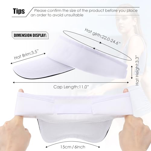 Bonuci 24 Pcs Visor Bulk for Women Sun Hat Visors for Men Tennis - color: White