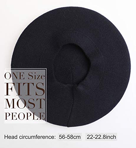 Sumolux Women Beret Hat French Beret Beanie Cap Classic Solid Color - color: Navy Blue, size: One Size