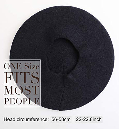 Sumolux Women Beret Hat French Beret Beanie Cap Classic Solid Color - color: Navy Blue, size: One Size