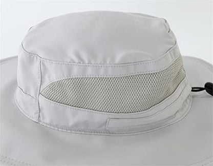 Connectyle Women's UPF 50+ Sun Hat UV Protection Wide Brim Bucket Hat Summer Beach Hats Fishing Hiking Outdoor Safari Hats - color: Light Grey