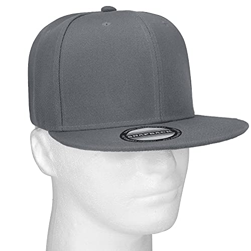 Classic Snapback Hat Cap Hip Hop Style Flat Bill Blank Solid Color Adjustable Size - color: 1pc Grey