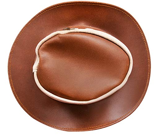 Australian Western Style Cowboy Outback Real Leather and Suede Aussie Bush Hat - size: Small