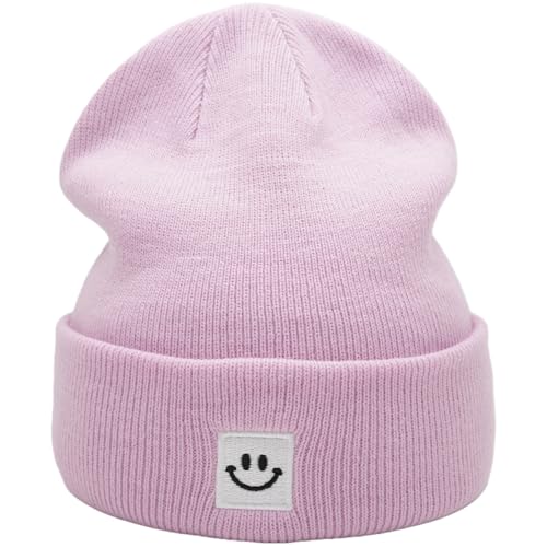 55cube Unisex Winter Beanie Hats Warm Thick Knit Cuffed Skullcaps - color: Dusty Mauve