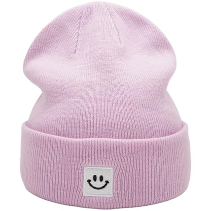 55cube Unisex Winter Beanie Hats Warm Thick Knit Cuffed Skullcaps - color: Dusty Mauve